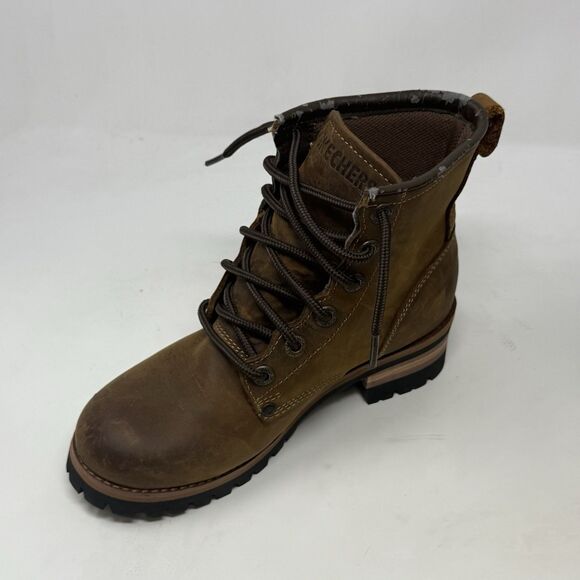 Skechers Logger Boots Womens 6.5 Brown Leather Chunky Heel Y2K Biker 47808 - Picture 9 of 16